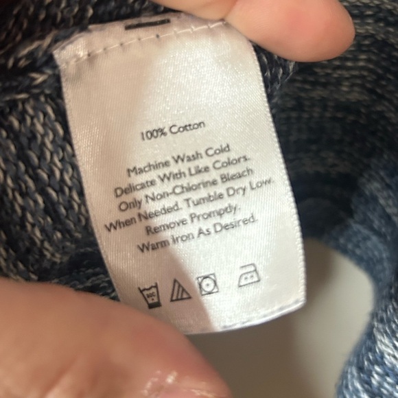 Eddie Bauer, size 2XL, 100% cotton blue cardigan, knit texture, draped front - Picture 5 of 6